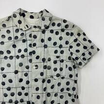 コムコム COMME des GARCONS ラムレザー 丸襟 半袖シャツ ドット 総柄 Mサイズ コムデギャルソン 水玉 VINTAGE archive 3010074 _画像4