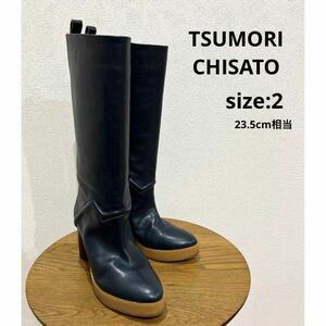 ツモリチサト TSUMORI CHISATO ロング ブーツ 2 ネイビー くつ