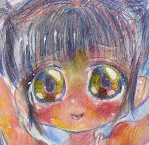 A4手描き色鉛筆アクリルイラストオリジナル/ネグリジェの女の子, コミック、アニメグッズ, 手描きイラスト
