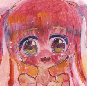 A4手描きイラストマイクロビキニの女の子/色鉛筆アクリル/オリジナル, コミック、アニメグッズ, 手描きイラスト
