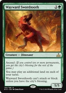 え緑 むら気な長剣歯 1枚（1枚在庫s 英 良品 RIX）/Wayward Swordtooth（MTG /イクサランの相克/Rivals of Ixalan/）