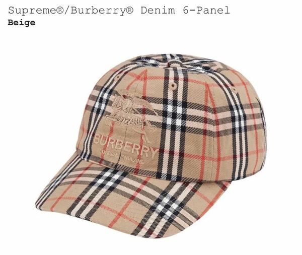 即決 supreme burberry denim キャップ