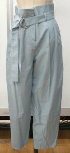 CELINE　セリーヌ　ワイドパンツ　サイズ34 約68〜70cm ブルー系　ウール　カシミア　ベルト付き　リラックス　ズボン　レディース
