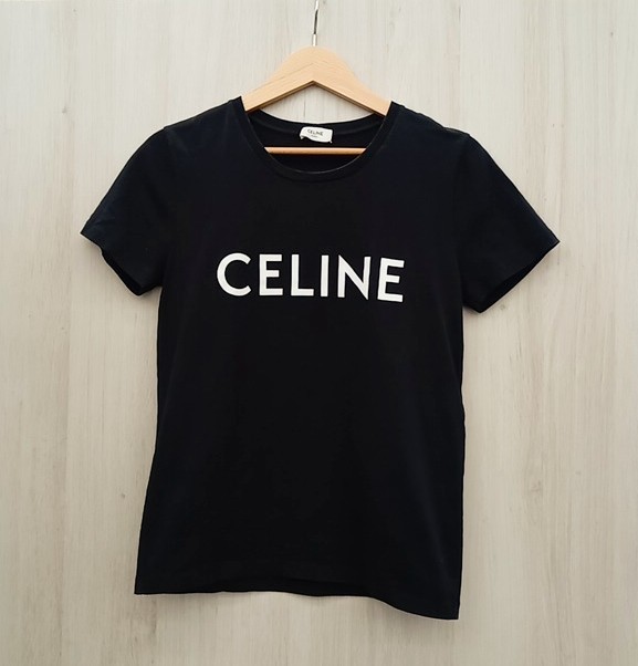 美品】CELINE セリーヌ ロゴ Tシャツ グレー Sサイズ フロック