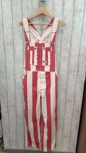 BIG SMITH big Smith overall 70s America made made in USA Vintage red white stripe pattern men's size un- clear writing 