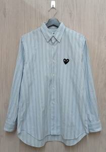 COMME des GARCONS/コムデギャルソン/長袖シャツ/BLACK HEART L/S STRIPE SHIRT/AZ-B010/ライトブルー/Sサイズ