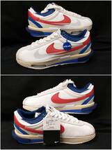 [黒タグ付・未使用] NIKE sacai ZOOM CORTEZ サカイ コルテッツ コラボ スニーカー 27.5cm 白 赤 青 ホワイト DQ0581-100 店舗受取可_画像4