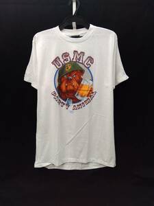 [80s] SHEAKERS USMC PARTY ANIMAL メンズ 半袖Tシャツ 白 ホワイト L ヴィンテージ 古着 店舗受取可