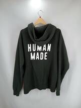 ★ HUMAN MADE ヒューマンメイド パーカー フルジップ 裏起毛 綿100% 日本製 サイズXL ダークグレー 冬_画像2