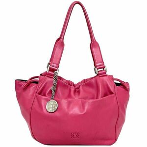 Loebe Shishstring Tote Bag Pink Anagram красивые товары кожа кожа Nappa Используется Loewe Rare Lightweight