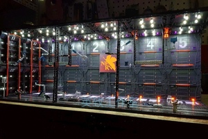 ジオラマ作品 ガンダム システムベース 格納庫 基地(縦33横90奥31ブラック＆リモコン付き)LED電飾付き 組立塗装済完成品 撮影用 展示用
