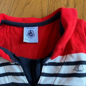 【美品】PETIT BATEAU プチバトー　マリンボーダー柄ポロシャツ　60〜70㎝