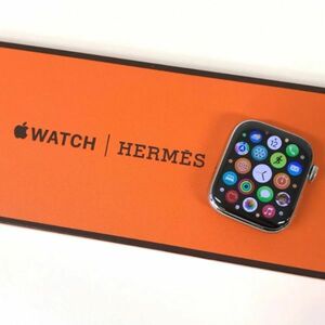 θ【ABランク/BT容量100％】Apple Watch HERMES Series7 41mm シルバーステンレス/レザーバンド/スポーツバンド 箱/付属品 S98595391310