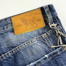 5ci21 DSQUARED2 ディースクエアード *TIDY BIKER JEAN* ロゴプレートウォレットチェーン付 ダメージ加工 デニムパンツ ジーパン L メンズ_画像6