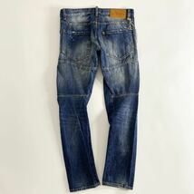 5ci21 DSQUARED2 ディースクエアード *TIDY BIKER JEAN* ロゴプレートウォレットチェーン付 ダメージ加工 デニムパンツ ジーパン L メンズ_画像2