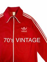 希少 70's VINTAGE adidas トラックジャケット ジャージ SV RUST チーム名入り アディダス ビンテージ 70年代 フロッキープリント 古着_画像1