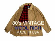 80's VINTAGE WOOL RICH USA製 紺タグ ハンティングジャケット ダックジャケット ウールリッチ 80年代 チェック裏地 輸入 古着 ビンテージ_画像1