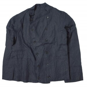 ANATOMICA アナトミカ フランス製 AEROMECANO - LINEN アエロメカノ リネンノーカラーダブルジャケット 2 NAVY ワーク アウター g8777