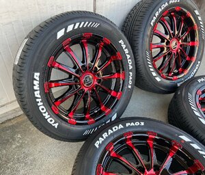 車検対応 ヨコハマ パラダ ホワイトレター 215/65R16 200系ハイエース レジアスエース 16インチ タイヤホイール BD12