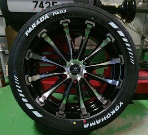 ハイエース200系 YOKOHAMA PARADA 225/50R18 ホワイトレター タイヤホイールセット 18インチ BD12