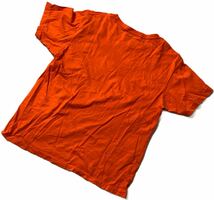 デサント製 90s ヴィンテージ ■ adidas アディダス ■ ビッグ ロゴ トレフォイル プリント 半袖 Tシャツ オレンジ L_画像2