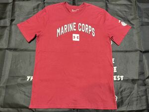 新品未使用　UNDER ARMOR/ US MARINE CORPS プリントTシャツ XLARGE バーガンディ