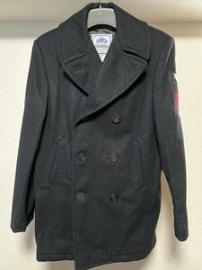 中古美品　MADE IN USA US NAVY 腕章付OVER COAT DSCP製　38L 8405-01-154-5786 BLACK