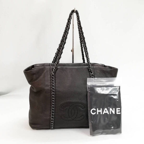 【良品】CHANEL（シャネル）　チェーンショルダー　本革　レザー　ブラック　黒　ショルダーバッグ　可愛い　レディース　【送料無料】372