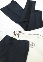 HH 2015年製 未使用品 【エルメス HERMES】 サテン切替 シルク混 2ボタン スーツ (メンズ) size44/38 ネイビー系 織柄 伊製 ◎27AAA090_画像5