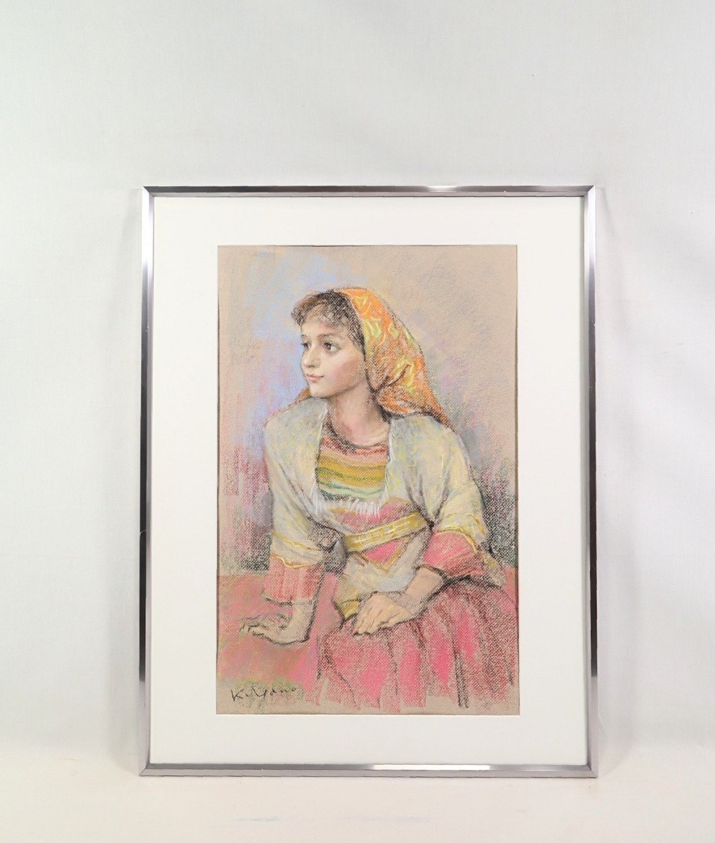 Genuine work by Kikuo Yano, 1994, pastel Rahha Rest painting, 36 x 55 cm. Born in Osaka Prefecture. Active in the Kodoten exhibition. Studied under Kunitaro Suda. Solid drawing skills., Soft expression 7302, Artwork, Painting, Pastel drawing, Crayon drawing