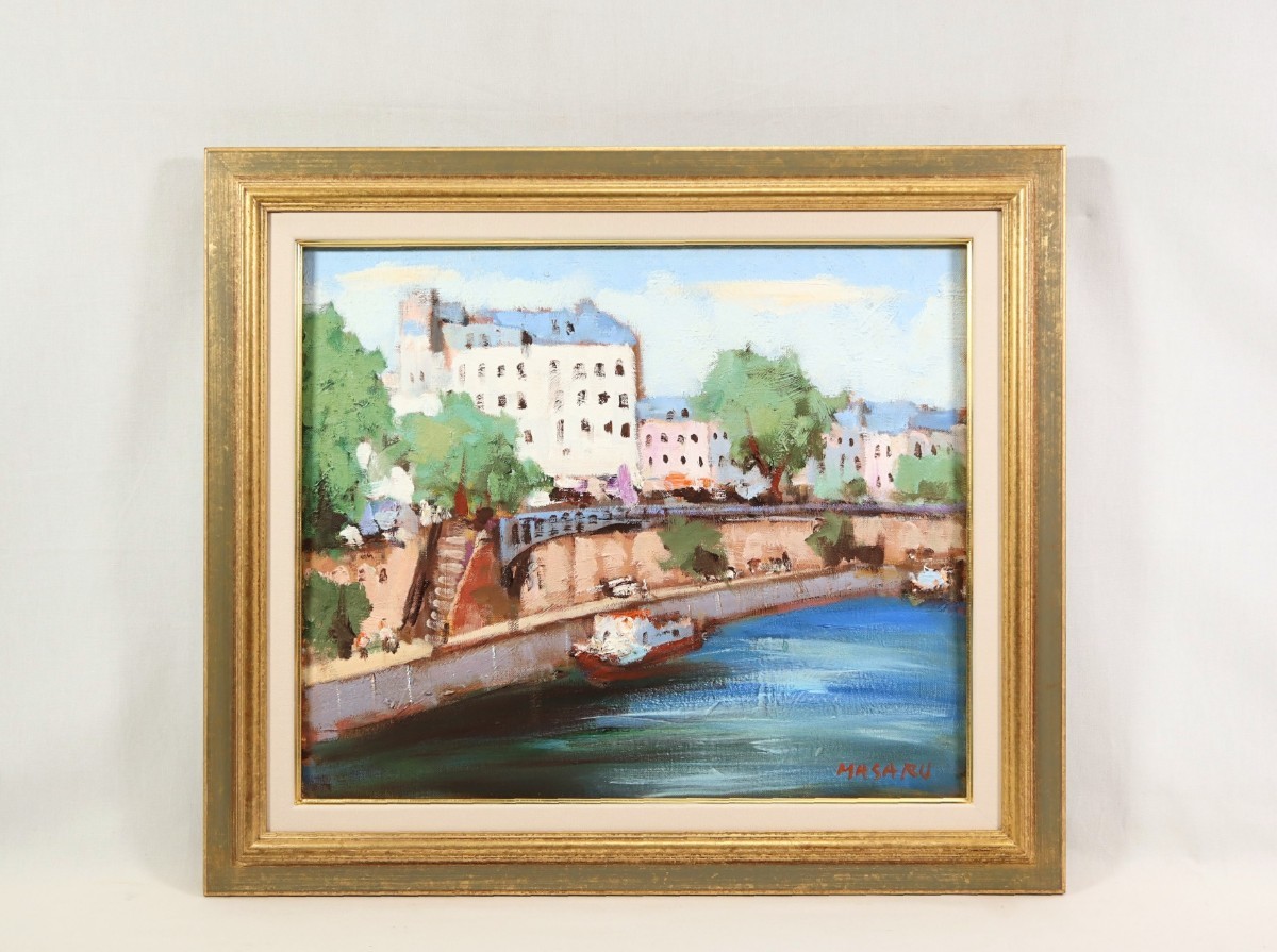 Genuine work Masaru Nakamura Oil painting Seine Size F8 Born in Hyogo Prefecture Belongs to Nichiyo-kai Studied by Hidetoki Sawano Paints the gentle flow of the Seine River and the poetic cityscape along the riverbank 7235, painting, oil painting, Nature, Landscape painting