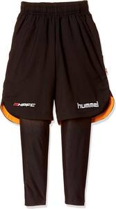 【KCM】Z-hummel-76-2s-160★展示品【hummel】HPFC ジュニア プラパンツ+インナータイツセット　HJP2109　ブラック×F.オレンジ　160