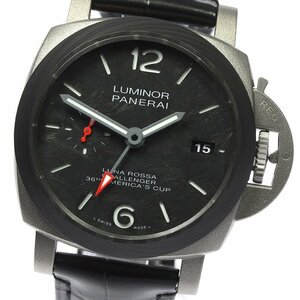 ☆極美品 ★箱・保証書付き【PANERAI】パネライ ルミノール ルナロッサ GMT デイト PAM01096 自動巻き メンズ_740737【ev10】