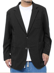 【新品】 5L ブラック テーラードジャケット メンズ 大きいサイズ ストレッチ ドライ 吸水速乾 サマー ジャケット