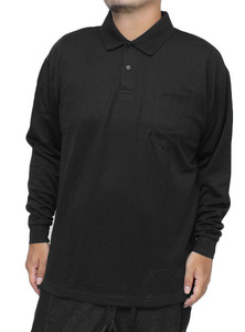 【新品】 4XL ブラック 長袖 ポロシャツ メンズ 大きいサイズ ドライ メッシュ 吸汗速乾 UVカット 無地 ポケット付き シャツ
