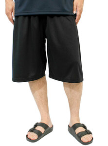 【新品】 5L ブラック ショートパンツ メンズ 大きいサイズ 吸汗速乾 ドライ メッシュ UVカット 無地 ジャージ ハーフパンツ