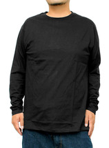 【新品】 4L ブラック 長袖Tシャツ メンズ 大きいサイズ 無地 天竺 ベーシック クルーネック カットソー_画像1