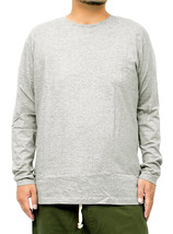 【新品】 5L グレー 長袖Tシャツ メンズ 大きいサイズ 無地 天竺 ベーシック クルーネック カットソー_画像1