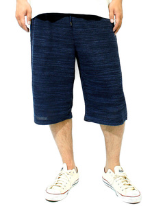 【新品】 3L ネイビー ショートパンツ メンズ 大きいサイズ 薄手 スラブ サマーニット ストレッチ ウエストゴム ハーフパンツ