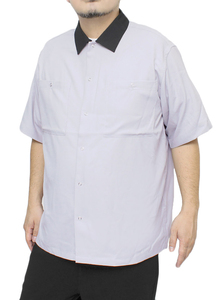 【新品】 3L グレー 半袖シャツ メンズ 大きいサイズ リングドットボタン ビッグポケット付き ボーリングシャツ