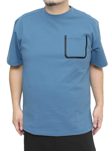 【新品】 5L ブルー コンバース(CONVERSE) 半袖 Tシャツ メンズ 大きいサイズ 圧着 ポケット サイド ロゴ プリント ドライ 吸汗速乾 クルー