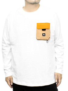 【新品】 3L ホワイト LOGOS PARK(ロゴス パーク) 長袖Tシャツ メンズ 大きいサイズ ロゴ プリント ポケット付き ドライ クルーネック カッ