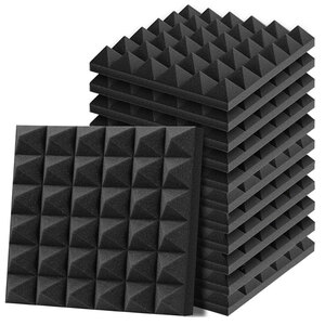 吸音材 防音材 ウレタン 12枚セット 30*30cm 厚さ5cm ピラミッド 壁 難燃 無害 吸音対策 ブラック