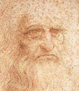 レオナルド・ダヴィンチ『自画像』 1512年頃 21x33cm 原寸サイズ 複製ポスター ◆ミケランジェロ ラファエロ 絵画 油絵 ルネサンス