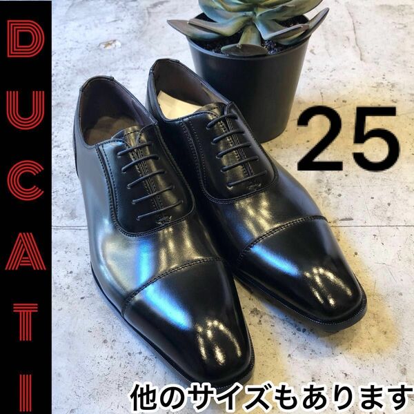 ANTONIO DUCATI 1640 メンズ　革靴　ビジネスシューズ　黒　25 メンズ革靴