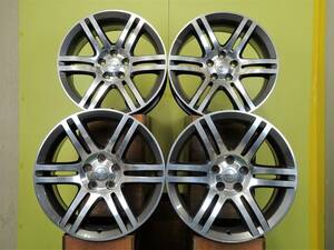 H1967 中古 4本 クライスラー 純正 18 x 7.5J +24 5H 115 ガンメタ ポリッシュ 300 300C ※要修理