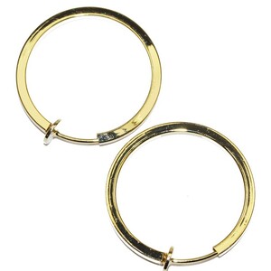 アクセサリーパーツ 金具 ３０ｍｍ 平たいフープイヤリング 金色 ゴールドカラー ５ペアー入り フラットタイプ