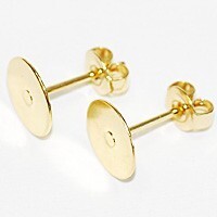 アクセサリーパーツ 金具 ８ｍｍ皿つき ピアス キャッチ付き 16KG金メッキ 金色 ゴールドカラー ５ペアー入り