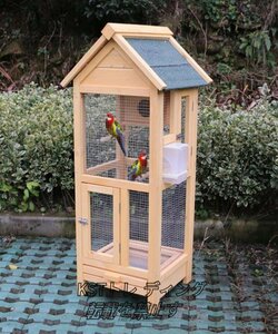 特売！高品質★鳥籠 大型インコ用 鳥かご 飼育ケージ 松の木 鳥 はと おうむ 小動物ケージ 松の木 組立式 木製 2部屋式