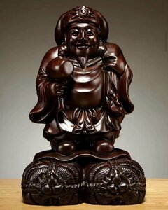 強くお勧め★木彫仏像 仏教美術 精密細工 木彫り　黒檀木 大黒天　仏像　置物 高さ30cm